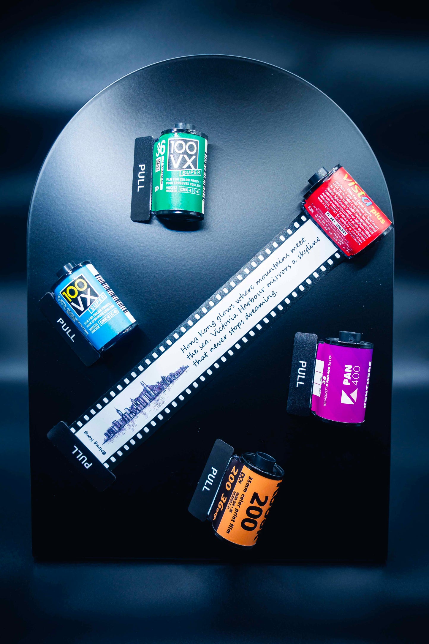 Retro Film Roll Magnet - Hand-Drawn Hong Kong