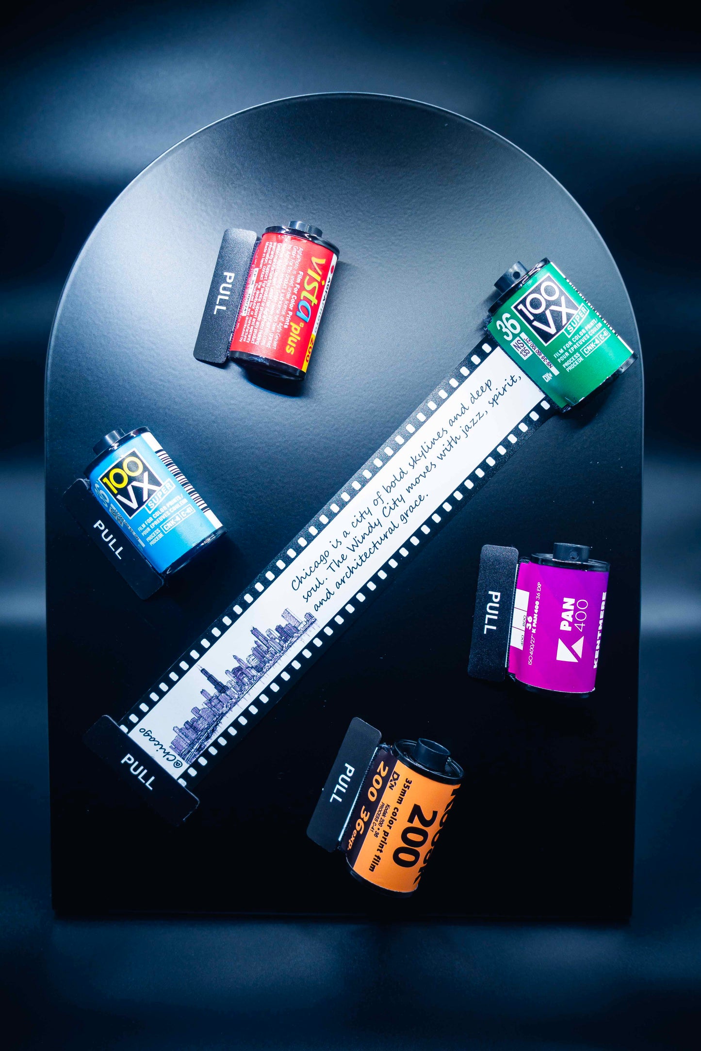 Retro Film Roll Magnet - Hand-Drawn Chicago