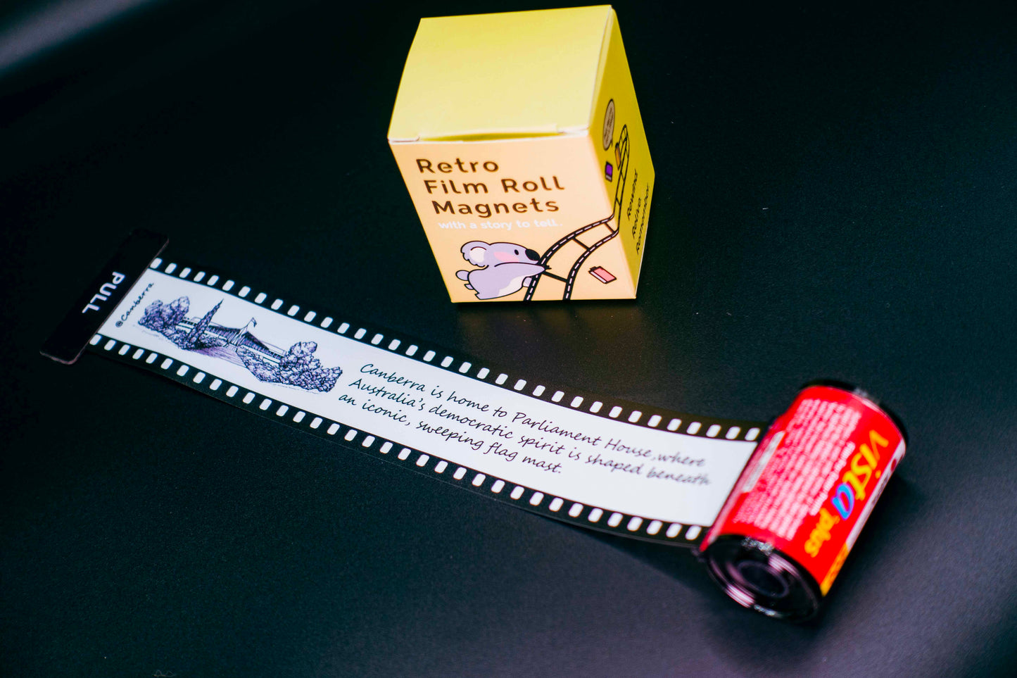 Retro Film Roll Magnet - Hand-Drawn Canberra