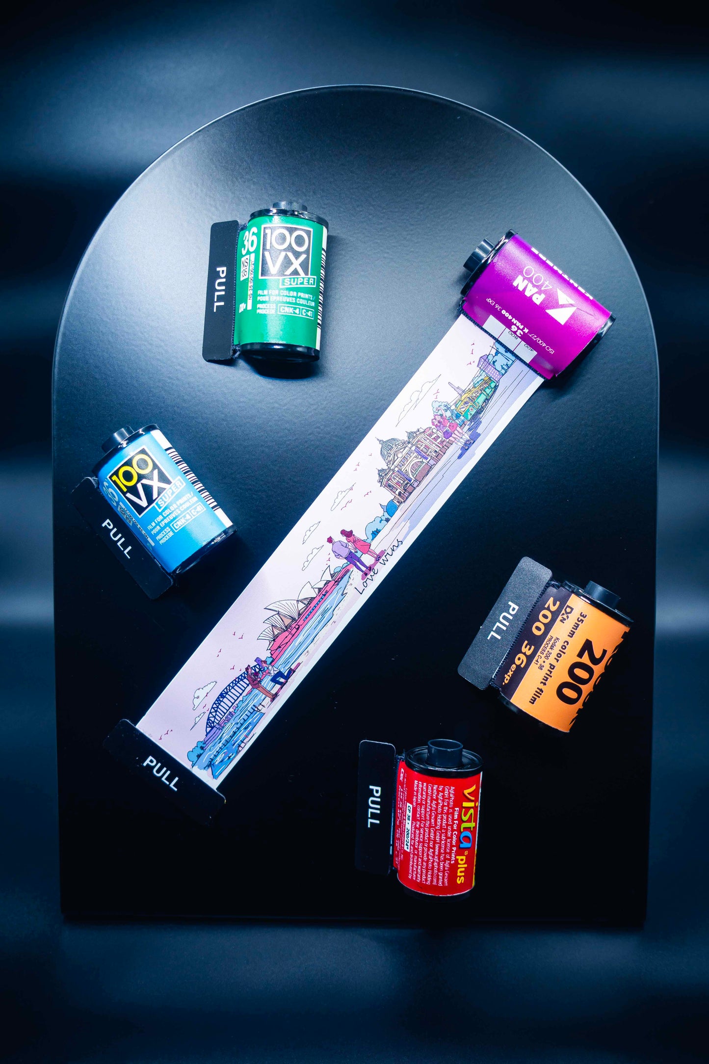 Retro Film Roll Magnet - Hand-Drawn Love Wins Australia