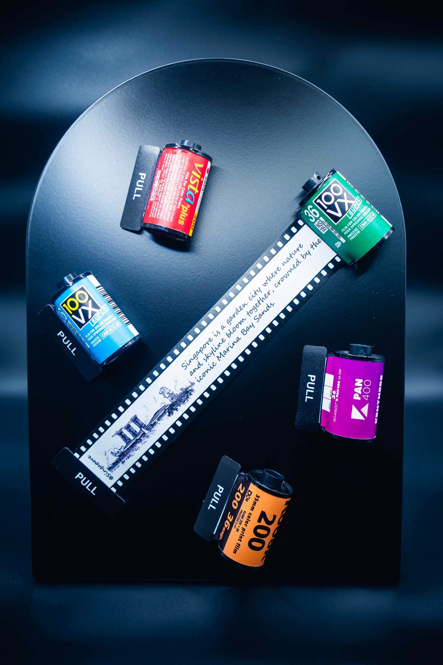 Retro Film Roll Magnet - Hand-Drawn Singapore