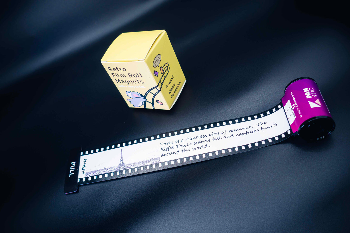 Retro Film Roll Magnet - Hand-Drawn Paris