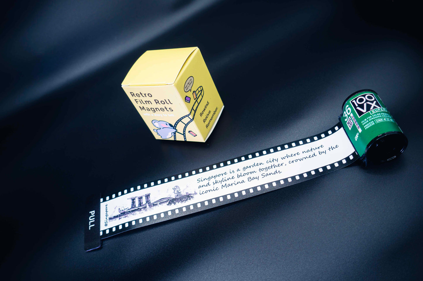 Retro Film Roll Magnet - Hand-Drawn Singapore