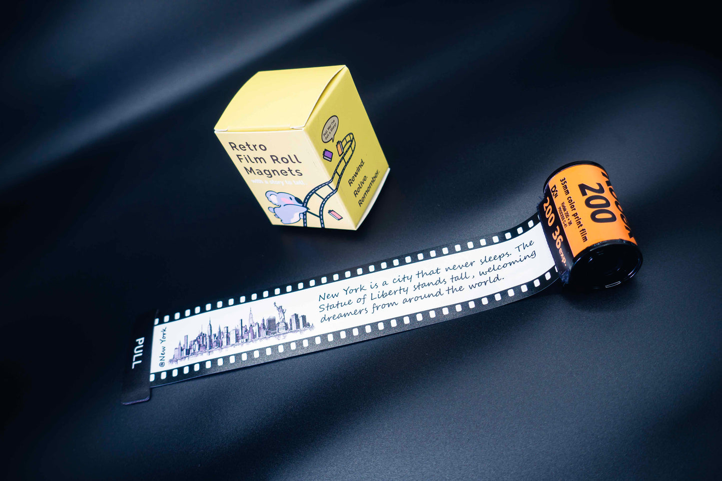 Retro Film Roll Magnet - Hand-Drawn New York