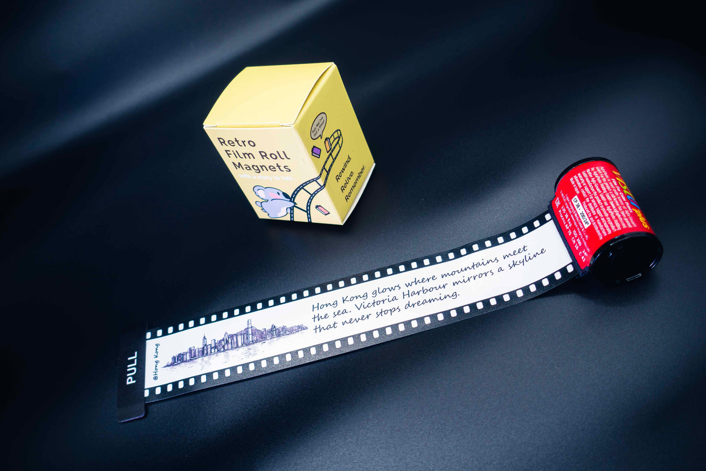 Retro Film Roll Magnet - Hand-Drawn Hong Kong