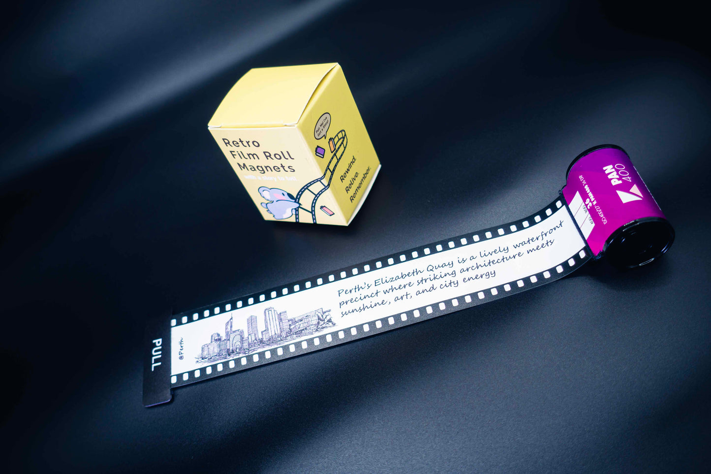 Retro Film Roll Magnet - Hand-Drawn Perth