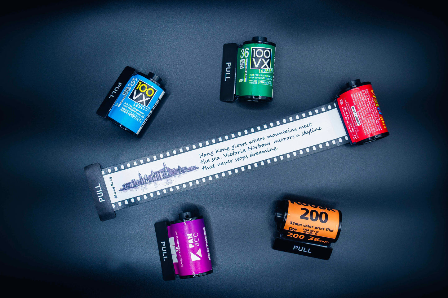 Retro Film Roll Magnet - Hand-Drawn Hong Kong