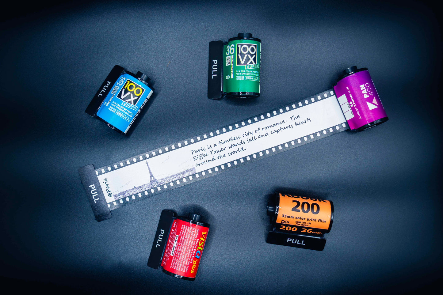 Retro Film Roll Magnet - Hand-Drawn Paris