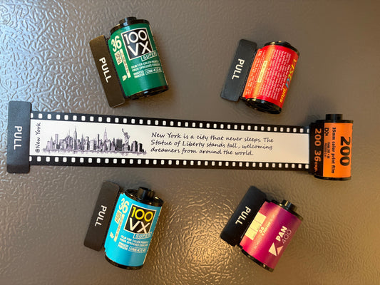 Retro Film Roll Magnet - Hand-Drawn New York