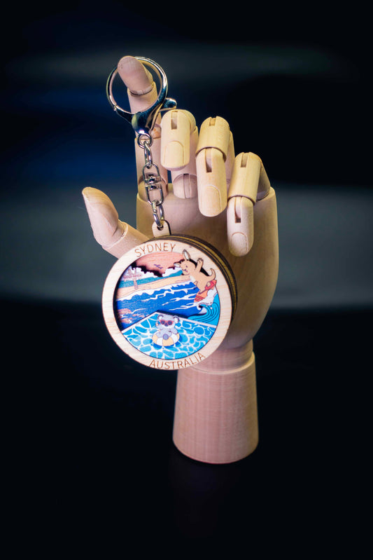 3D Wooden Keyring - Bondi Beach