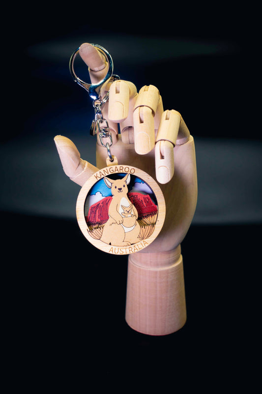 3D Wooden Keyring - Kangaroo