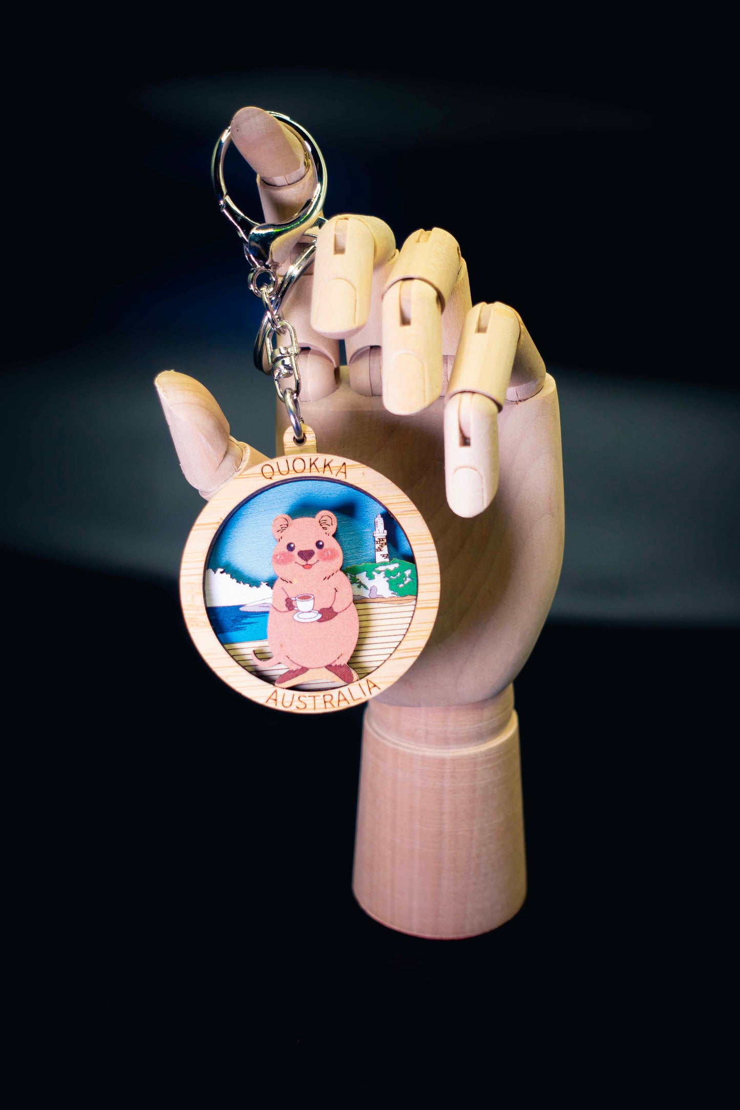 3D Wooden Keyring- Quokka