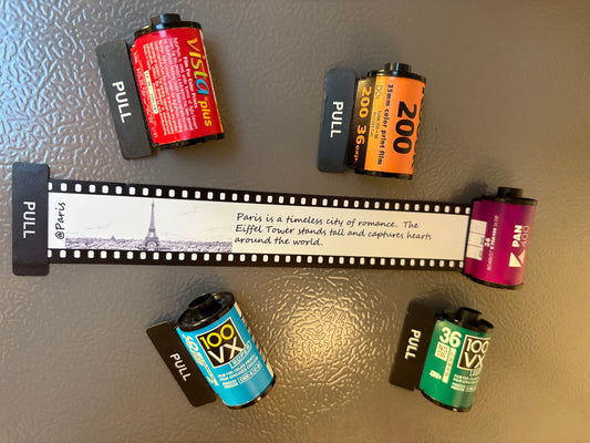 Retro Film Roll Magnet - Hand-Drawn Paris