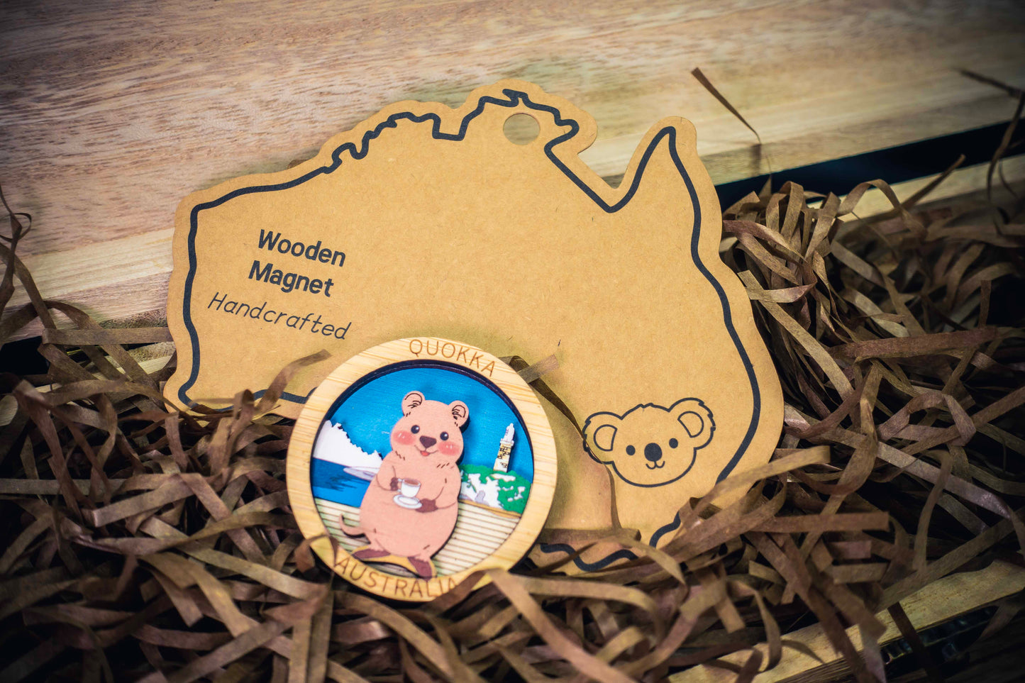 3D Wooden Magnet - Quokka