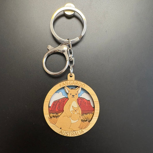 3D Wooden Keyring - Kangaroo
