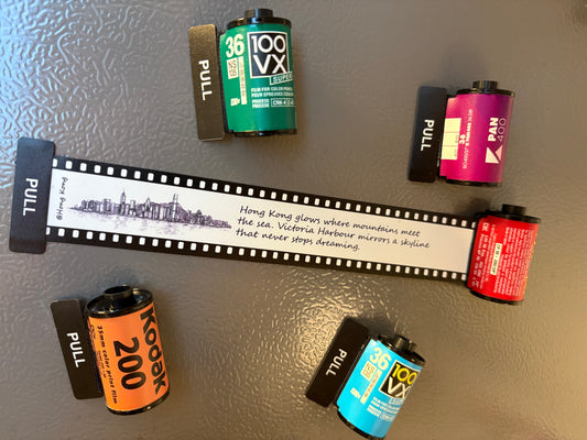 Retro Film Roll Magnet - Hand-Drawn Hong Kong