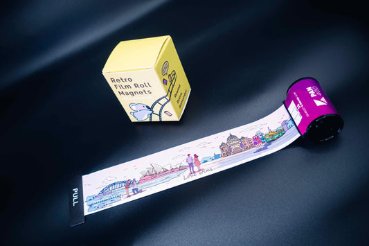 Retro Film Roll Magnet - Hand-Drawn Love Wins Australia